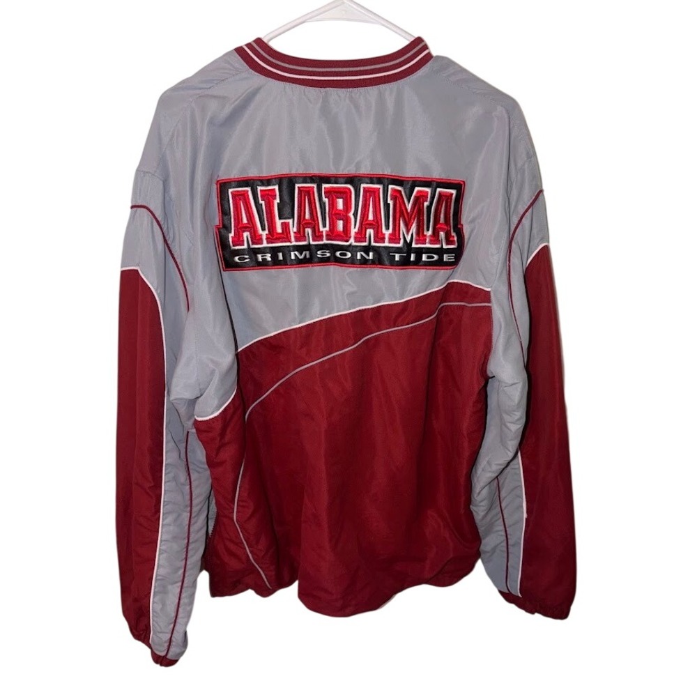 58 Sports Alabama Crimson Tide Mens Large V-Neck Windbreaker Jacket Grey Red